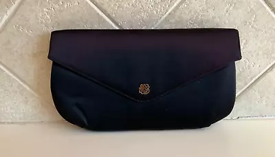 Vtg Manon Black Satin Snap Evening Purse W/Back Sleeve & Mirror 10  X 5.5  • $22