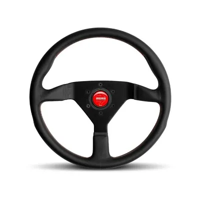 MOMO Monte Carlo 320MM Steering Wheel Black Leather / Red Stitching New • $218