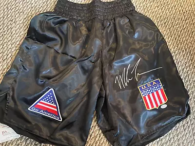 Mike Tyson Autographed Black Boxing Trunks W/ Patches- JSA • $274.98