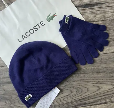 Lacoste Boys Beanie Hat & Gloves Set Cotton & Cashmere Age 4-6 Years Bnwt • $90.61