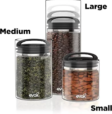 Prepara Evak Airtight Glass Food Storage Airless Canister Container Set Of 3 • $29.99