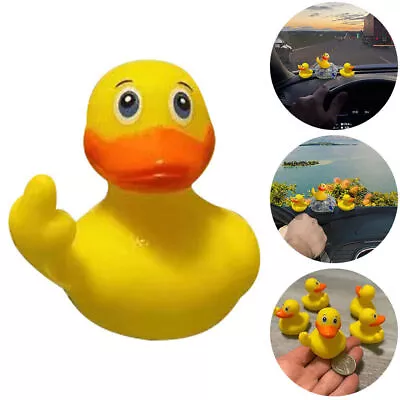 Novelty Middle Finger Yellow Rubber Duck Bath Toys Car Dashboard Decor Ornaments • £7.69