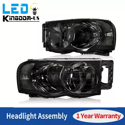 Headlights Assembly Set For 2002-2005 Dodge Ram 1500 2500 3500 Pickup Smoke Lens • $65