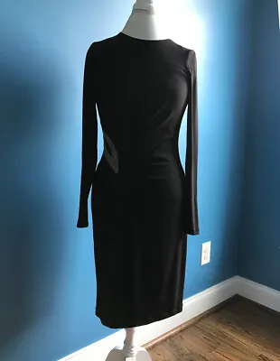 Calvin Klein Classy Exquisite BLACK Side Bead / Mesh Embellished Dress 6 • $39
