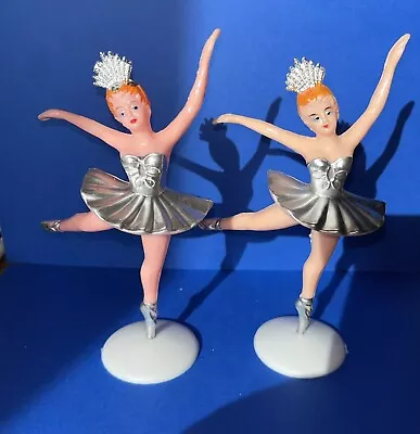 2 Ballerina Cake Toppers W/silver Tutu/ginger W/23 Miniature Dancers • $15