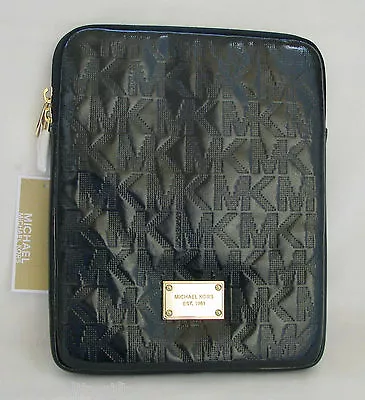 New Michael Kors Black Metallic Mirror Leather+gold Tabletipad Casecover • $93.49