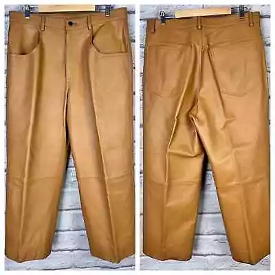 MAX USA Men's 38 Brown Genuine Italian Leather Biker Motorcycle Lined Pants • $484.99