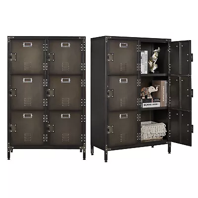 Metal Locker Storage Cabinet Steel Retro Wardrobe Organizer Adjustable Feet Home • $159.99