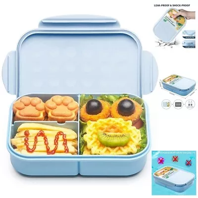 Bento Lunch Box For Kids Leak Proof Containers Microwave Dishwasher Safe Blue M • $16.27