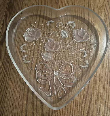 MIKASA PLATTER PLATE Dish Cookie Candy Dessert Heart Crystal Pink Rose Bow • $14