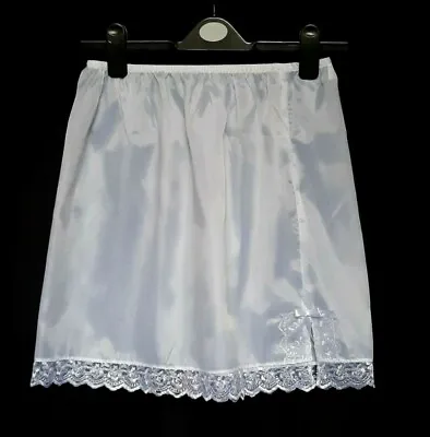 £11.39 • Buy White Nylon Underskirts Half Slips UK Size 6-18 Petticoats Sissy Lace Waist Slip