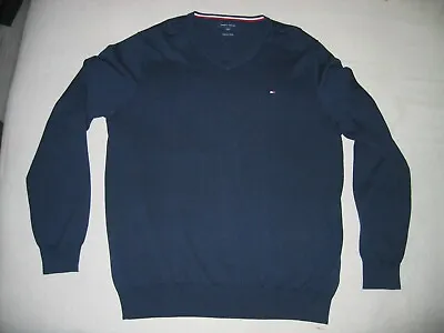 Vintage Tommy Hilfiger Men's Blue Knit V-Neck Sweater Size Extra Large XL • $12.99