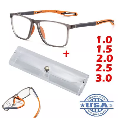 Mens TR90 Anti-blue Light Square Reading Glasses Sport Lightweight 1 1.5 2.5 2 • $6.69