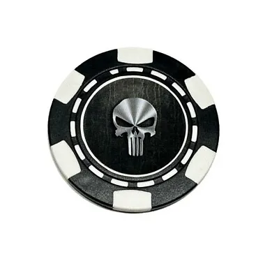 Punisher Skull Marvel - Magnetic Clay Poker Chip - Golf Ball Marker Card Guard • $7.49