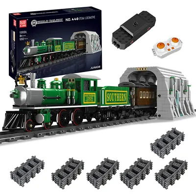 Mould King 12024 Train Railway Tunnel Steam Locomotive Passenger Train Terminal • $85.49