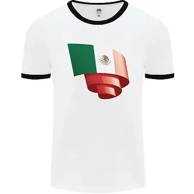 Curled Mexico Flag Mexican Day Football Mens Ringer T-Shirt • £9.99