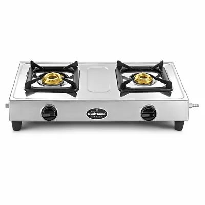 Sunflame Smart Stainless Steel 2 Burner Gas Stove Manual Ignition Silver Color • $180