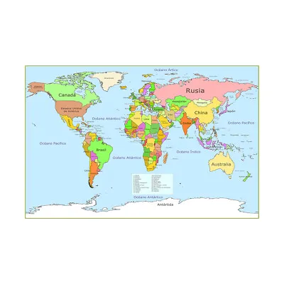 Spanish MAPA World Map Print Wall Decor 5x3ft 7x5ft • $11.57