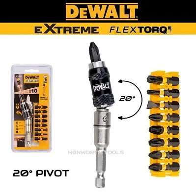 £13.43 • Buy DeWalt Bit Holder Pivoting FlexTorq Impact Screwdriver Bit Set X10 Angle Pivot