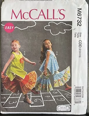 McCalls M6732 Kids Girls Childrens Sz 2-5 Top Pants Sewing Pattern FF & UNCUT • $6.75