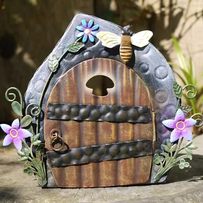 Fairy Garden Door Outside Serect Magical Pixie Tree Doorway Metal Ornament • £11.99