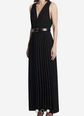 Carla Zampatti - V-neck Pleated Dress Brown - Size 10 - BNWOT - RRP $1349 • $250