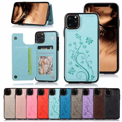 For IPhone 11 12 13 Pro 6s 7 8 Credit Card Holder Leather Wallet Back Case Cover • $13.99