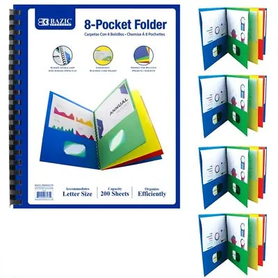 4X 8 Pocket Spiral Project Organizer Letter Document Folder Binder Folder Office • $30.75