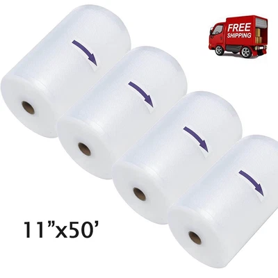 $37.99 • Buy 4 Rolls Vacuum Sealer Bags 11  X 50' 4 Mil Embossed Food Saver Storage Package