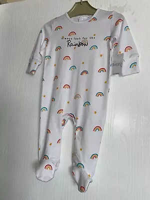 £0.99 • Buy Matalan Babies Unisex White Always Look For The Rainbow Babygrow 0-3 Months BNWT