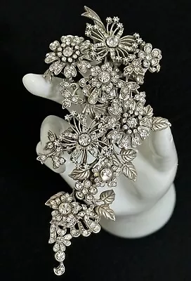 Vintage Massive Pave Rhinestone Designer Sweet Romance Usa Flower Brooch Pin • $99