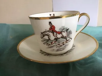 Vintage Hammersley Hunting Scene Large Breakfast Bone China Tea Cup & Saucer • £10