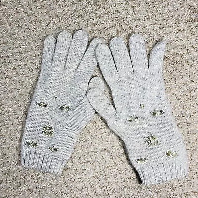 Banana Republic Jeweled Knit Gloves Merino Wool Rhinestones  • $24.99