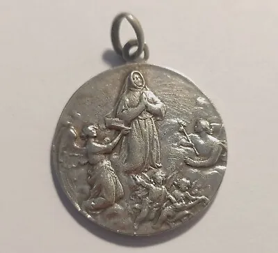 VINTAGE ST THERESE OF LISIEUX MEDAL PENDANT. SILVER. FRANCE EARLY 20th CENTURY • $175