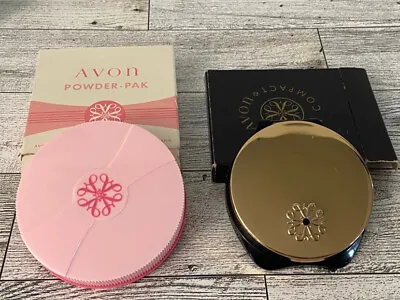 2 Vintage Avon Face Powder Compacts In Orig Box Fashion Silver Mist • $18.50