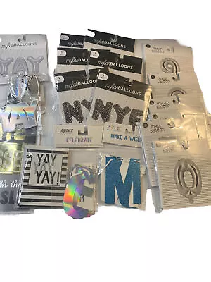 Party Lot Mylar Balloons Decorations Banners NYE Black Silver 15 Plus Pieces • $12.99