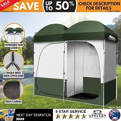 Double Camping Shower Toilet Tent Outdoor Portable Change Room Camp Ensuite • $99.80