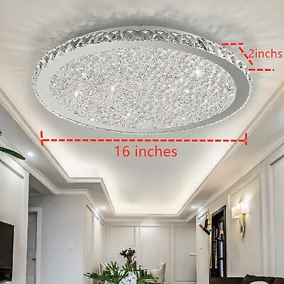 Modern Crystal LED Ceiling Light Fixture Pendant Lamp Flush Mount Chandelier 30W • $43.70