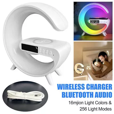 Night Light Bluetooth Speaker RGB Alarm Clock Wireless Charger Smart G Lamp AU • $15.99