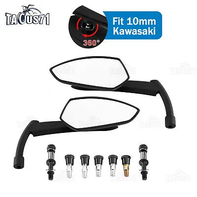 10mm Adjustable Motorcycle Mirrors Fit Kawasaki KLR650 KLR250 KLX300 KLX230 ADV • $24.99