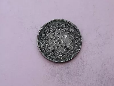 1862 Queen Victoria Silver 2 Annas (India) Coin • $14.93