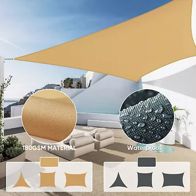 420D Heavy Duty Waterproof Sun Shade Sail Square Rectangle Triangle 99% UV Block • $45.99