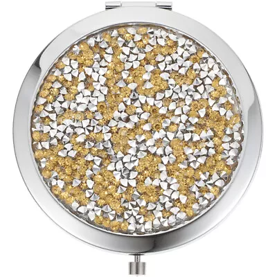 Mini Folding Mirrors - Crystal Compact Round Pocket Travel Cosmetic Mirrors-QH • £8.68