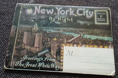 1917 VINTAGE NEW YORK CITY NY At  NIGHT POSTCARD Picture Booklet Very Old Nice • $13.49