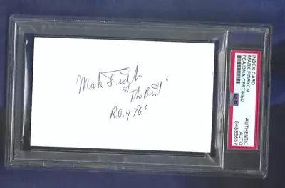 Mark The Bird Fidrych Autographed 3x5 Card Detroit Tigers Baseball Star PSA SLAB • $40.99