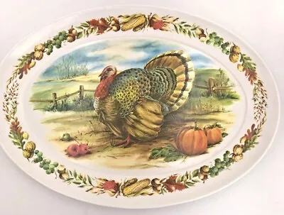 BROOKPARK Vintage 15 X21  Oval Holiday Turkey Platter Melmac Melamine Plastic • $37