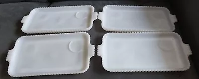 Vintage Anchor Hocking Milk Glass Snack Trays -Set Of 4 • $16