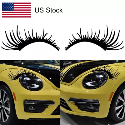 3D Black Big Eyelashes Decal Fit Headlight Fog Light Sticker Trim Car Universal • $20.99