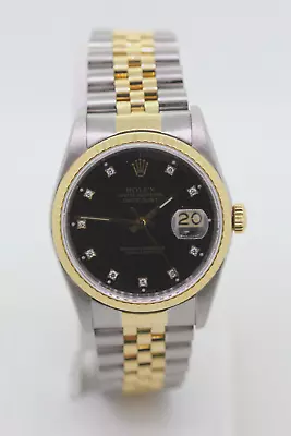 Rolex 16233 Datejust Two Tone Stainless Steel/18K Diamond Dial Men's Wristwatch • $5800