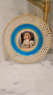  19th C. Minton Cabinet Plate Reticulated Dogs Henry Mitchell  • $995